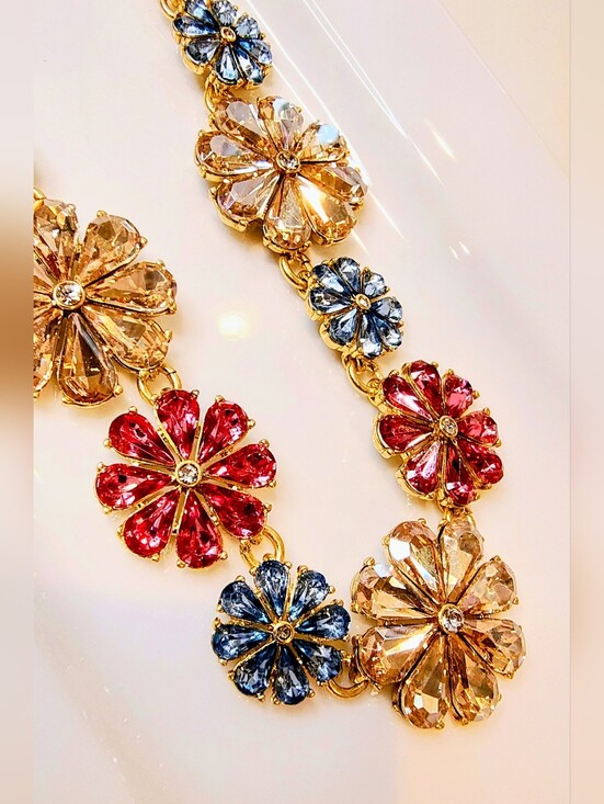 J. Crew Jewelry - NWT J. Crew Crystal Floral Statement Necklace Pink